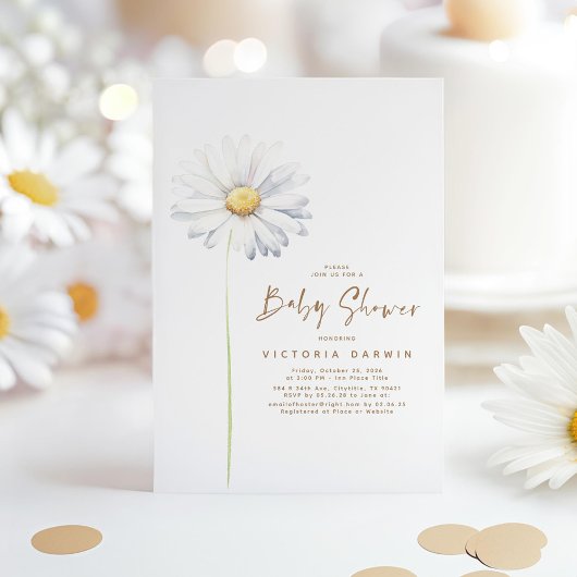 Daisy Floral Baby shower bewerkbare achtergrondkle Kaart