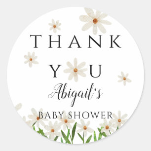 Daisy Floral Baby shower Favor Ronde Sticker