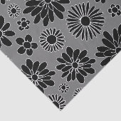 Daisy Floral Black en Grey Pattern Tissuepapier (Detail)