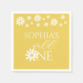 Daisy Floral Blush Wild One Girl 1st Birthday Servet