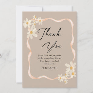 Daisy Floral Brown Baby shower Bedankkaart