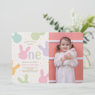 Daisy Floral Bunny 1st Birthday Foto Kaart