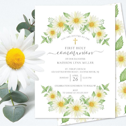 Daisy Floral First Community Invitation Kaart