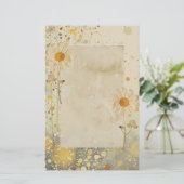 Daisy Floral geperste bloemen Briefpapier (Staand voorkant)
