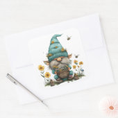 Daisy Floral Gnome Vierkante Sticker (Envelop)