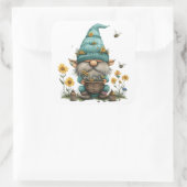 Daisy Floral Gnome Vierkante Sticker (Tas)