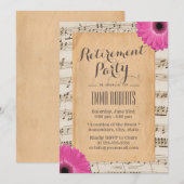  Daisy Floral Musical Retirement Party Kaart (Voorkant / Achterkant)