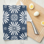 Daisy FLoral Pattern Blue Theedoek (Quarter Fold)