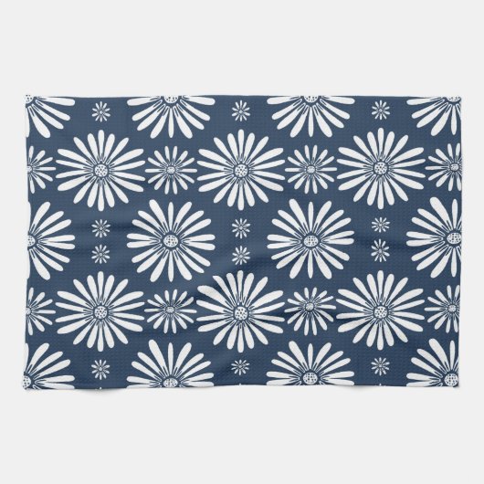 Daisy FLoral Pattern Blue Theedoek (Horizontaal)
