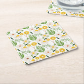 Daisy Floral Pattern Vierkante Kartonnen Onderzetter (Schuin)