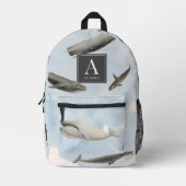 Daisy Floral Pattern Waterverf Monogram Bedrukte Rugzak (Voorkant)