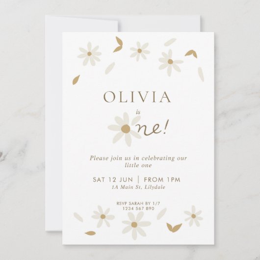 Daisy Floral Première Invitation d'anniversaire -  (Devant)