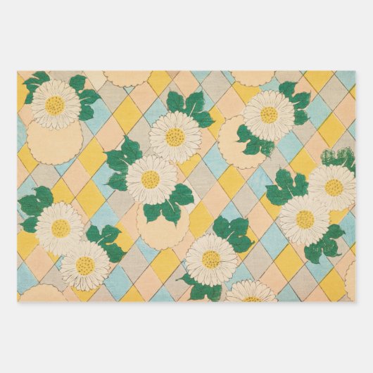 Daisy Floral Print Japans Retropatroon Inpakpapier Vel (Voorkant)