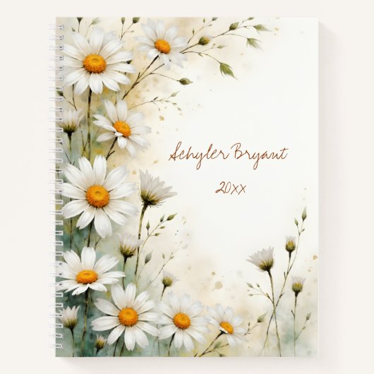 Daisy Floral Spiral-bound Journal Botanical Spring (Devant)