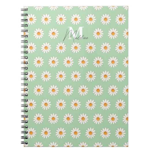 Daisy Floral Spiral Notitieboek – gepersonaliseerd (Voorkant)
