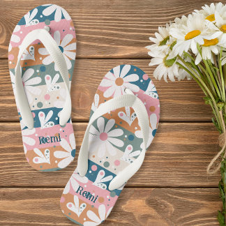 Daisy Floral Striped Pattern Kinder Teenslippers