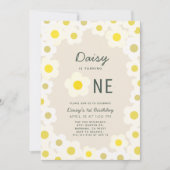 Daisy Floral Taupe 1er Invitation anniversaire (Devant)
