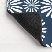 Daisy Floral Tegel Pattern Blue White Muismat (Hoek)