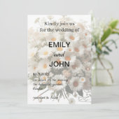 Daisy Floral Wedding Kaart (Staand voorkant)