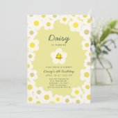 Daisy Floral Yellow Birthday Invitation Kaart (Staand voorkant)