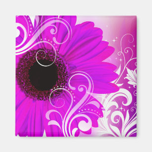 "Daisy Flourish" van Cheryl Daniels (fuschia) Magneet