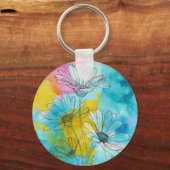 Daisy Flower Aluminum Circle Keychain Gift (Achterkant)