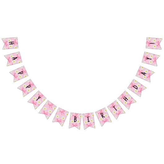 Daisy Flower and Bow Birthday Bunting Banner (Alle)