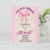 Daisy Flower and Bow Birthday Invitation (Debout devant)