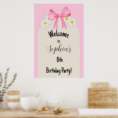 Daisy Flower and Bow Birthday Welcome Poster (Keuken)