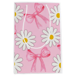 Daisy Flower and Bow gift bag Medium Cadeauzakje