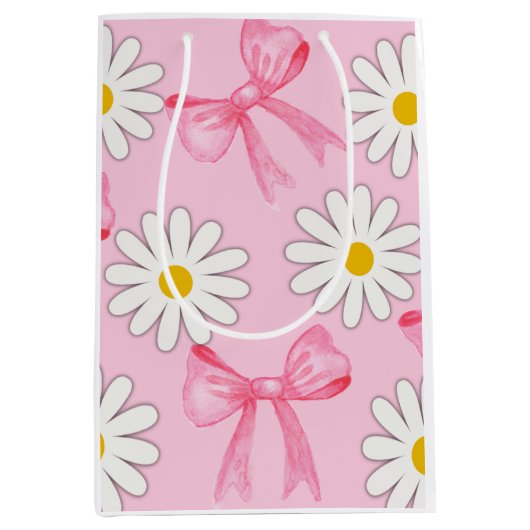 Daisy Flower and Bow gift bag Medium Cadeauzakje (Voorkant)