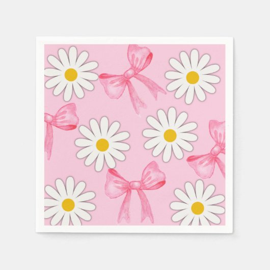Daisy Flower and Bow Napkin Servet (Voorkant)