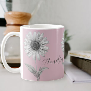 Daisy Flower Baby Pink  Koffiemok