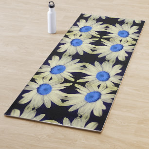 Daisy Flower Blue Center Raindrops Abstract Yogamat
