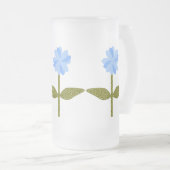 Daisy Flower  Blue Frosted Glass Beer Mok (Voorkant rechts)