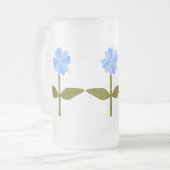 Daisy Flower  Blue Frosted Glass Beer Mok (Voorkant links)