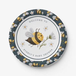 Daisy Flower Bumblebee Bee Baby shower Papieren Bordje
