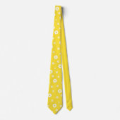 Daisy Flower Contemmodern Yellow White Pattern Stropdas (Voorkant)