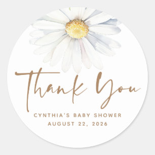 Daisy Flower Elegant Schattig Wit Boho Ronde Sticker