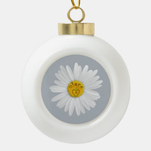 Daisy Flower for niece Art Customize Background Keramische Bal Ornament