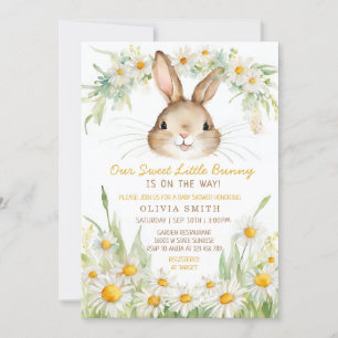 Daisy Flower Garden Bunny Rabbit Baby shower Kaart