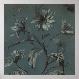 Daisy flower grijs Victoriaans  illustratie Poster