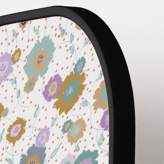 Daisy Flower Hand getrokken Rode Polka Dot Design Pickleball Paddle (Links Detail)