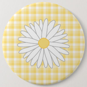 Daisy Flower in Yellow and White. Ronde Button 6,0 Cm