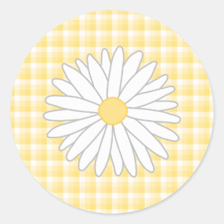 Daisy Flower in Yellow and White. Ronde Sticker