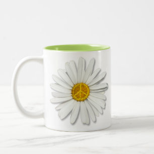Daisy Flower Inner Peace Symbool Teken - Bloemenli Tweekleurige Koffiemok