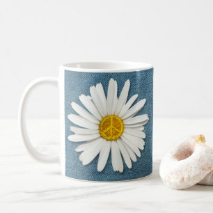 Daisy Flower Inner Vredessymbool teken Hippie Deni Koffiemok