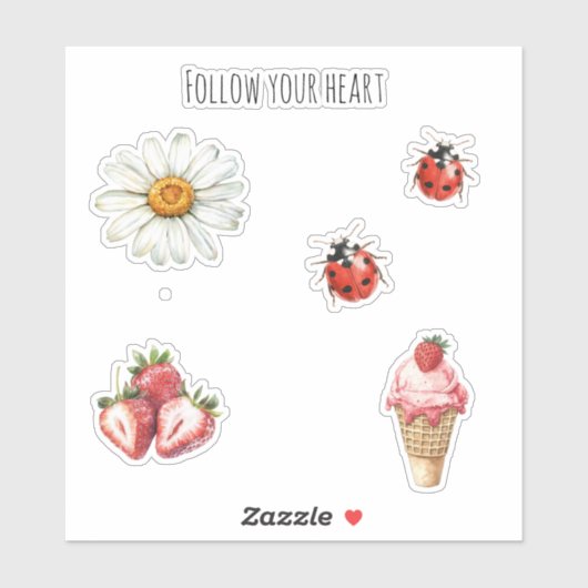 Daisy Flower Ladybug Sticker (Vel)