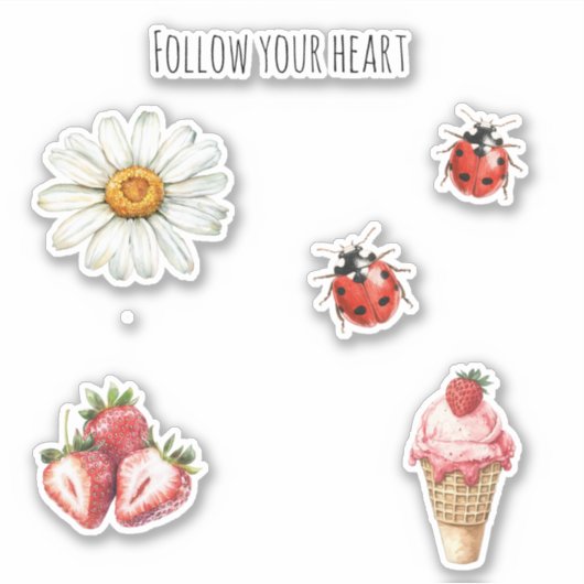 Daisy Flower Ladybug Sticker (Voorkant)