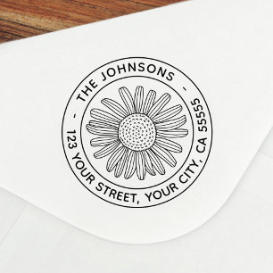 Daisy flower modern bloemadres  zelfinktende stempel
